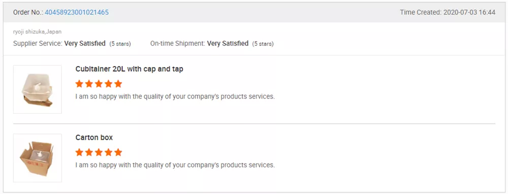 Positive feedback on product quality